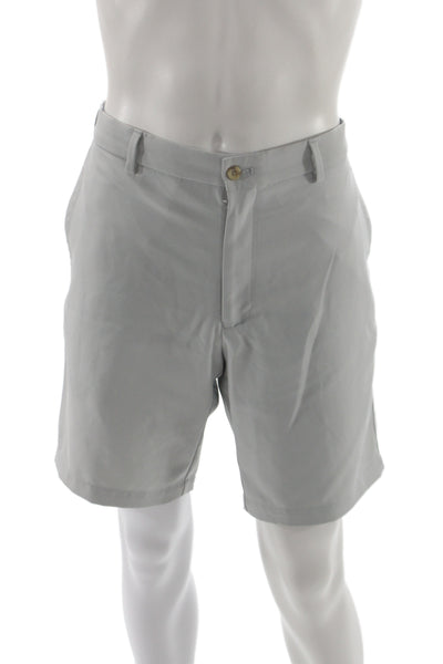 Peter Millar Mens Chino Shorts Gray 100% Polyester Button Closure Size 35