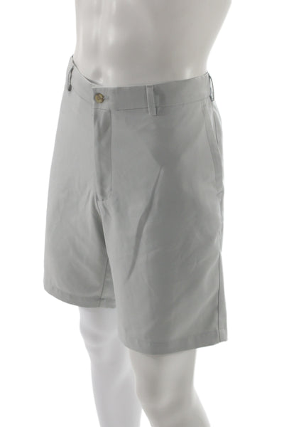 Peter Millar Mens Chino Shorts Gray 100% Polyester Button Closure Size 35