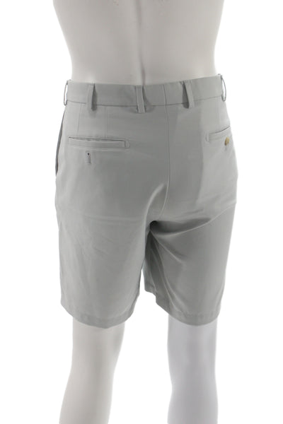 Peter Millar Mens Chino Shorts Gray 100% Polyester Button Closure Size 35