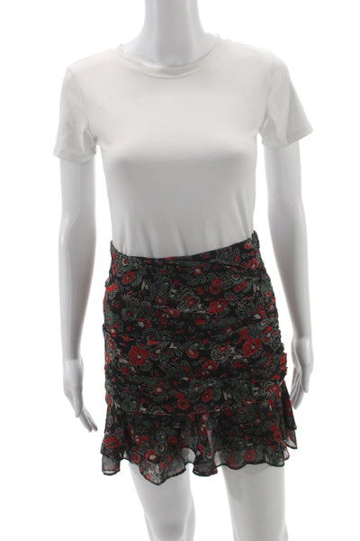 Veronica Beard Women Flare Mini Skirt Black Floral 100% Polyester Size 0
