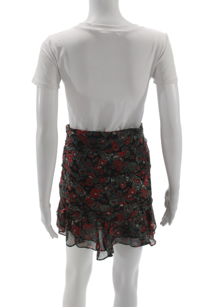 Veronica Beard Women Flare Mini Skirt Black Floral 100% Polyester Size 0