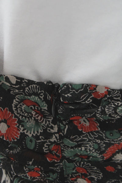 Veronica Beard Women Flare Mini Skirt Black Floral 100% Polyester Size 0