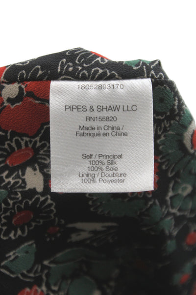 Veronica Beard Women Flare Mini Skirt Black Floral 100% Polyester Size 0