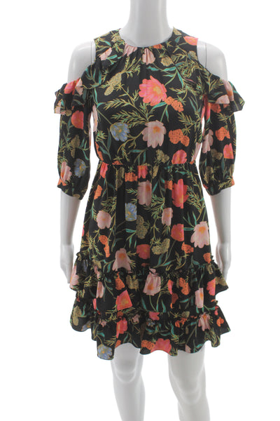 Kate Spade New York Women Fit & Flare Mini Dress Black Floral Size 00