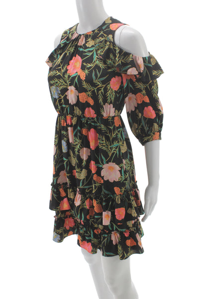 Kate Spade New York Women Fit & Flare Mini Dress Black Floral Size 00
