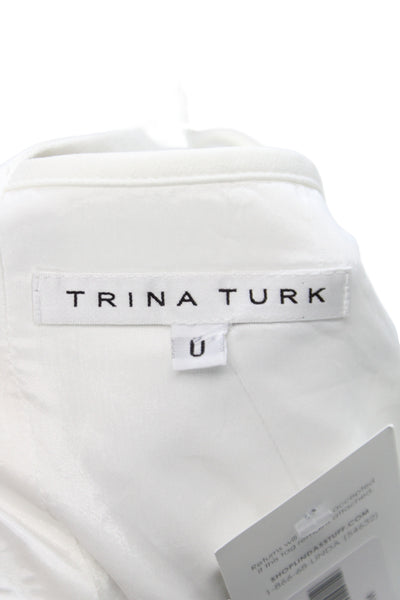 Trina Turk Womens Fit & Flare Sundress White V-Neck Sleeveless Size 0