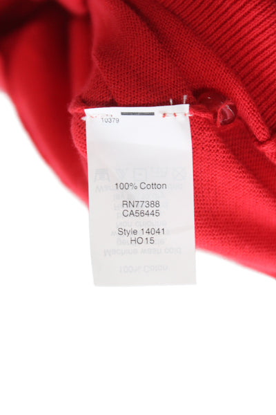 J Crew Womens Cardigan Red 100% Cotton Crew Neck 3/4 Sleeve Button Size XS