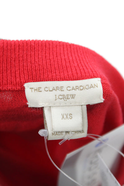 J Crew Womens Cardigan Red 100% Cotton Crew Neck 3/4 Sleeve Button Size XS