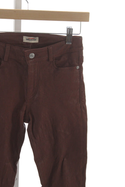 Zadig & Voltaire Womens Ankle Jeggings Brown Button Size 0