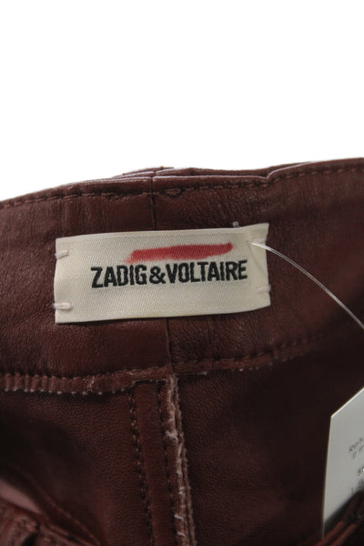 Zadig & Voltaire Womens Ankle Jeggings Brown Button Size 0