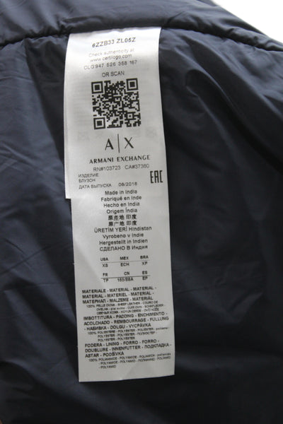 Armani Exchange Women Biker Motorcycle Jacket Black Button High Neck Size 0X