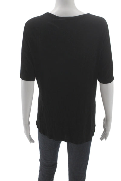 Tory Burch Women Basic T-Shirt Black Short Sleeve Round Neck Designer Size L