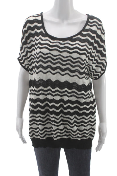 Missoni Women Tunic Black Striped Cotton Round Neck Sleeveless Size L