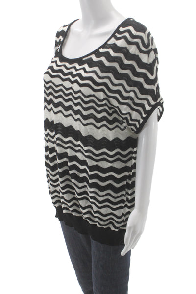 Missoni Women Tunic Black Striped Cotton Round Neck Sleeveless Size L