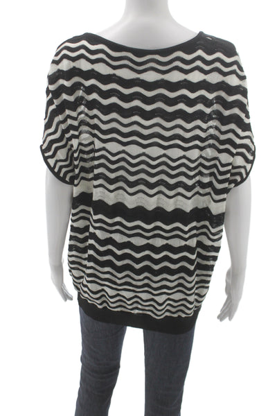 Missoni Women Tunic Black Striped Cotton Round Neck Sleeveless Size L