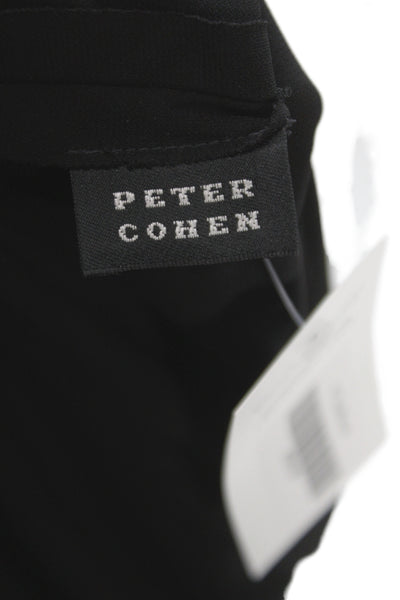 Peter Cohen Women Basic Collared Black Short-Sleeve Button-Up Size L