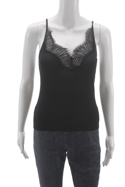 ALC Womens V Neck Spaghetti Strap Camisole Black Polyester Size XS