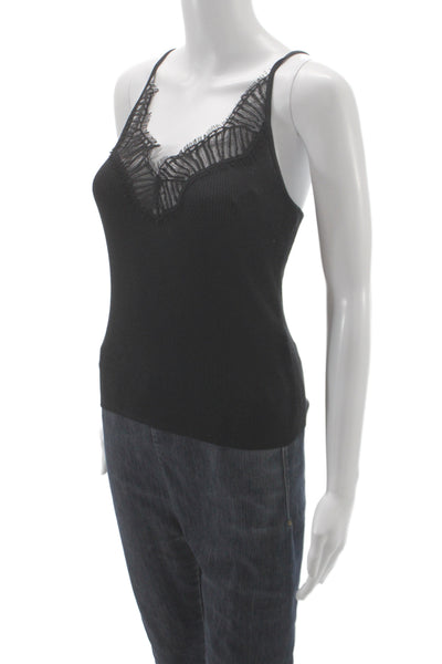 ALC Womens V Neck Spaghetti Strap Camisole Black Polyester Size XS