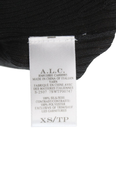 ALC Womens V Neck Spaghetti Strap Camisole Black Polyester Size XS