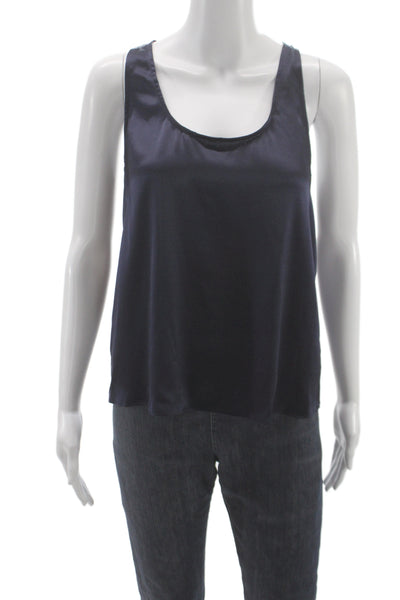 Cami Womens Silk Dark Blue Camisole Sleeveless Round Neck Size XS