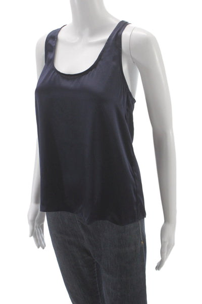 Cami Womens Silk Dark Blue Camisole Sleeveless Round Neck Size XS
