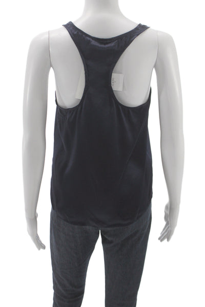 Cami Womens Silk Dark Blue Camisole Sleeveless Round Neck Size XS