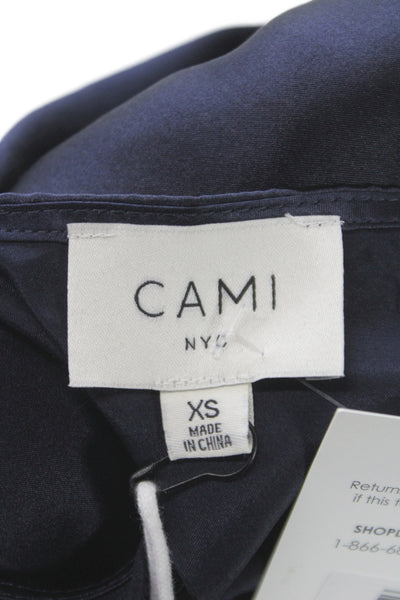 Cami Womens Silk Dark Blue Camisole Sleeveless Round Neck Size XS