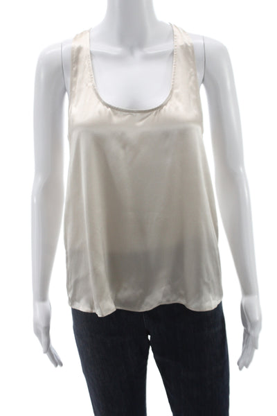 Cami Women Camisole Beige 100% Silk Round Neck Sleeveless Designer Size XS
