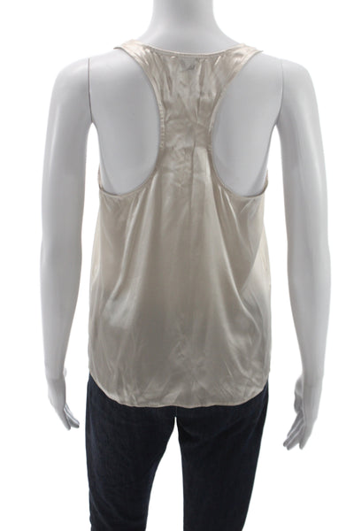 Cami Women Camisole Beige 100% Silk Round Neck Sleeveless Designer Size XS