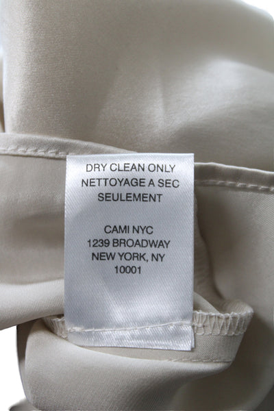 Cami Women Camisole Beige 100% Silk Round Neck Sleeveless Designer Size XS
