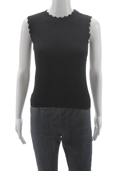 Paige Womens Black Sleeveless Crewneck Tank Organic Cotton Silk Size XS
