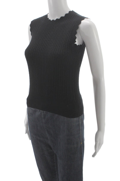 Paige Womens Black Sleeveless Crewneck Tank Organic Cotton Silk Size XS