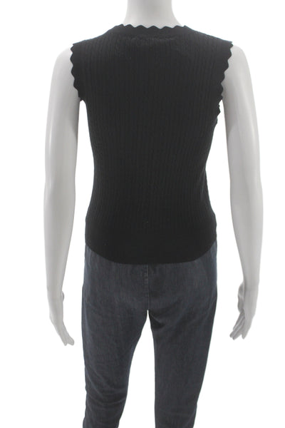 Paige Womens Black Sleeveless Crewneck Tank Organic Cotton Silk Size XS
