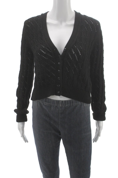 Eleven Six Unisex Cardigan Black Argyle Peruvian Cotton Long Sleeve Size S