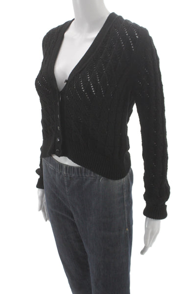 Eleven Six Unisex Cardigan Black Argyle Peruvian Cotton Long Sleeve Size S