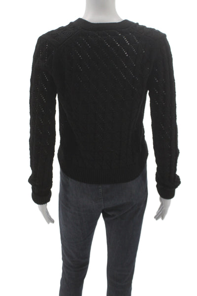 Eleven Six Unisex Cardigan Black Argyle Peruvian Cotton Long Sleeve Size S