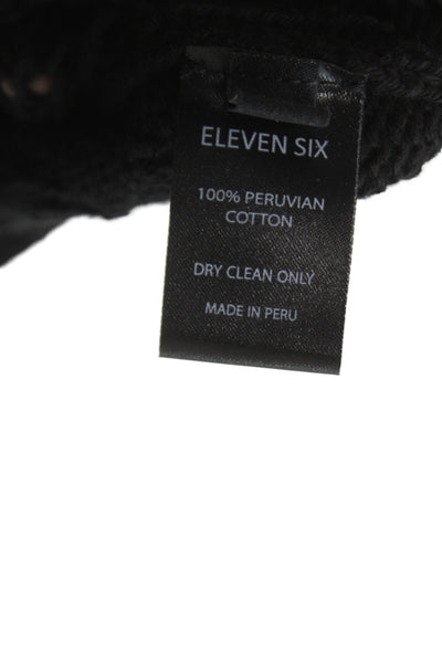 Eleven Six Unisex Cardigan Black Argyle Peruvian Cotton Long Sleeve Size S