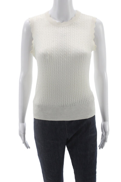 Paige Unisex White Sweater Vest Organic Cotton Silk Size S