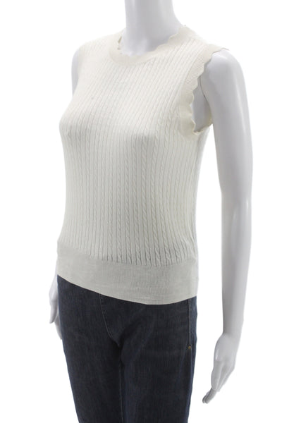 Paige Unisex White Sweater Vest Organic Cotton Silk Size S
