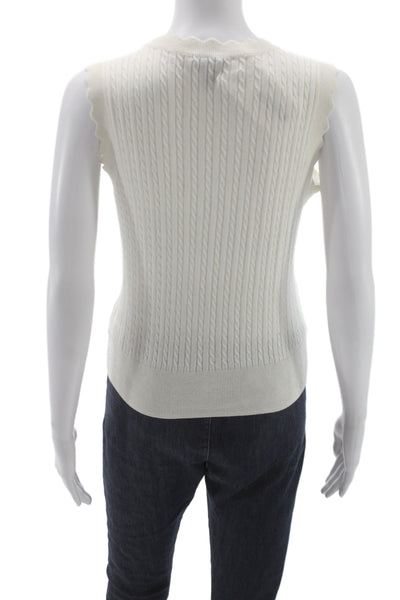 Paige Unisex White Sweater Vest Organic Cotton Silk Size S