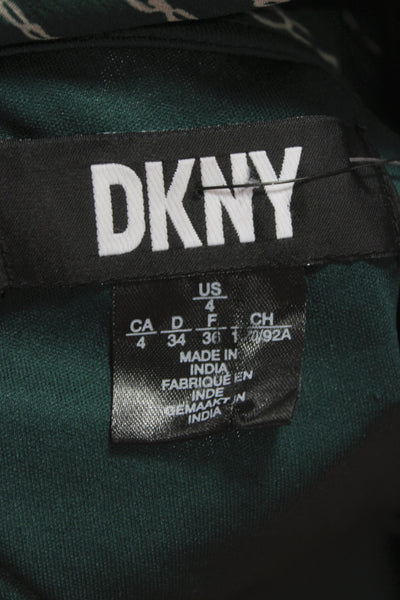 DKNY Womens Wrap Shirt Dress Collared Long Sleeve Midi Green Polyester Size 4