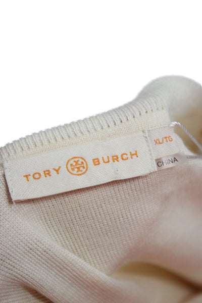 Tory Burch Womens Beige Tee Dress Crew Neck Short Sleeve Size XL