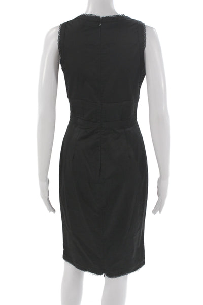Flavio Castellani Women Sheath Dress Black V-Neck Sleeveless Zip Size 40