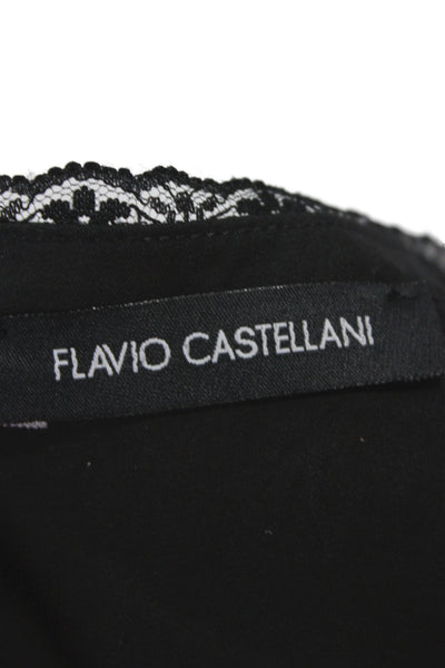 Flavio Castellani Women Sheath Dress Black V-Neck Sleeveless Zip Size 40