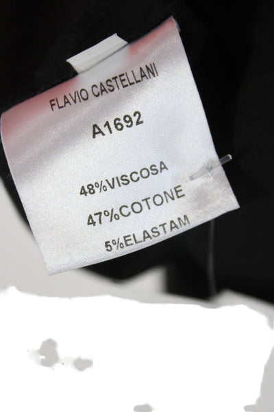 Flavio Castellani Women Sheath Dress Black V-Neck Sleeveless Zip Size 40