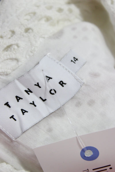 Tanya Taylor Womens Shirt Dress White Silk Collared Button Knee Length Size 14