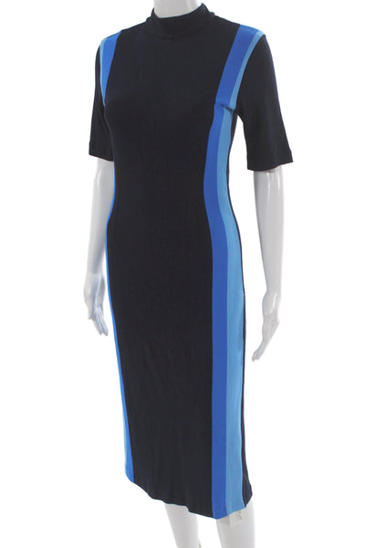 Boss Hugo Boss Women Bodycon Striped Black Dress Short Sleeve Size S