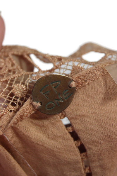 FP One by Free People Women Tan Mini Sundress Square Neck Knee Length Size M