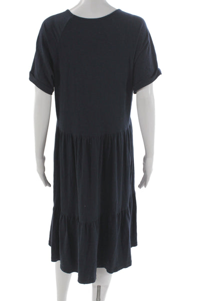 Sundry Womens T-Shirt Dress Dark Blue V-Neck Organic Cotton Short Sleeve Size 4