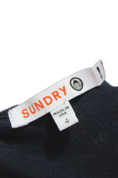 Sundry Womens T-Shirt Dress Dark Blue V-Neck Organic Cotton Short Sleeve Size 4